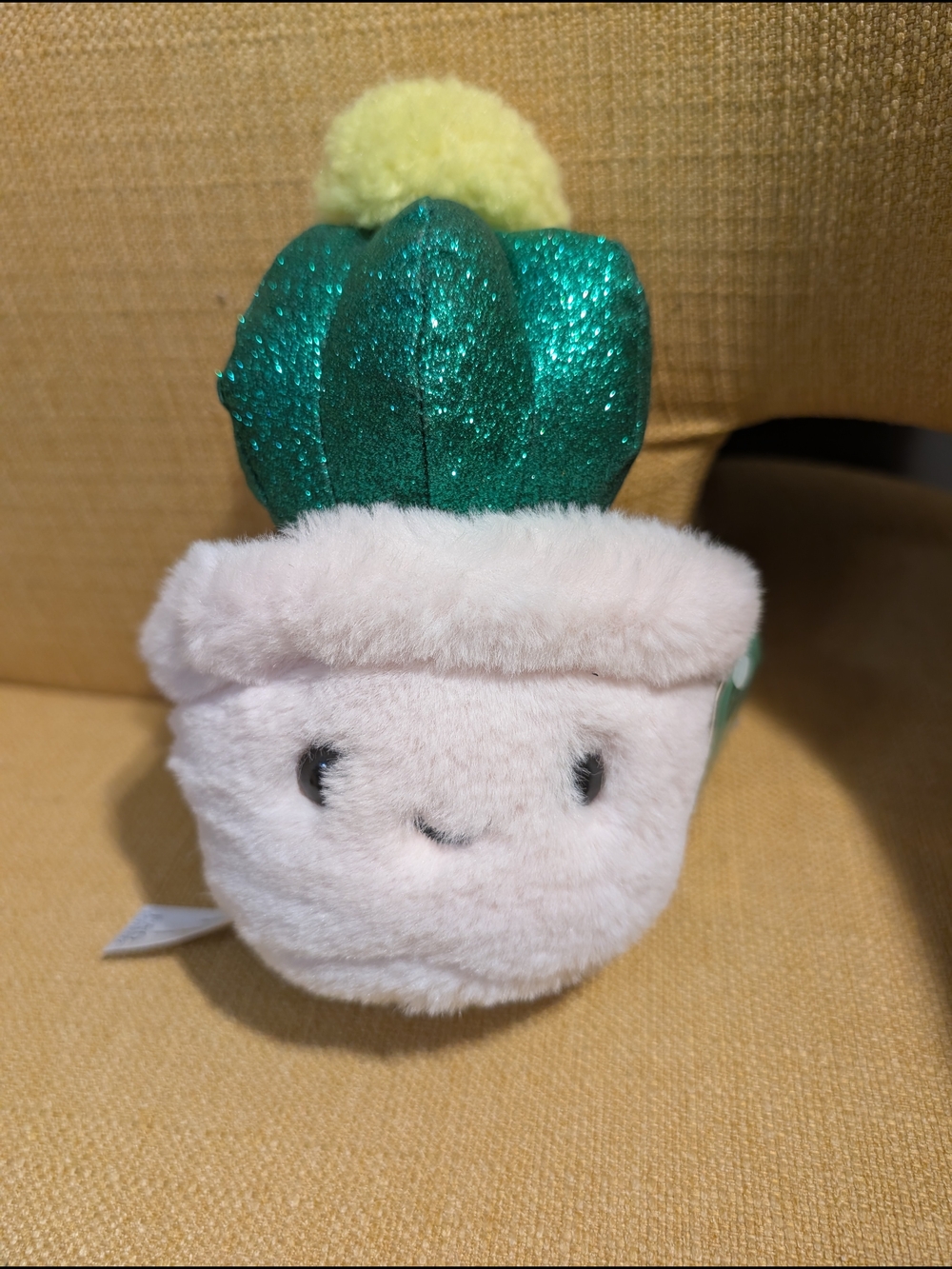 FAO Schwarz Sparklers Plush Green Glitter Cactus NWT Cute Happy 7 Inch